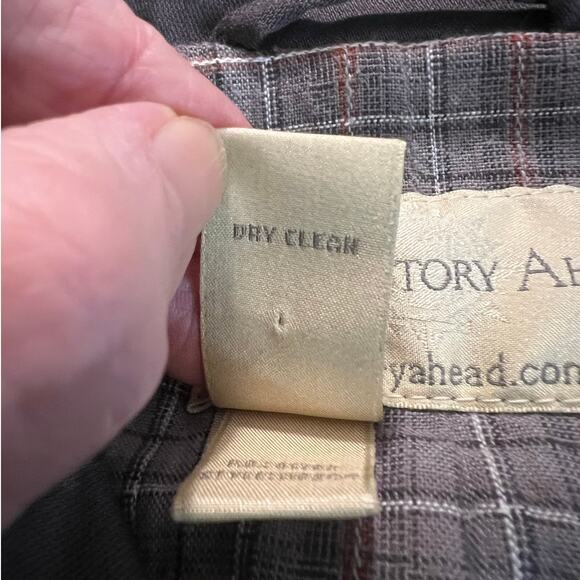 The Territory Ahead Double Breasted Flannel Lined Brown Gray Jacket Canvas Large - Picture 7 of 7